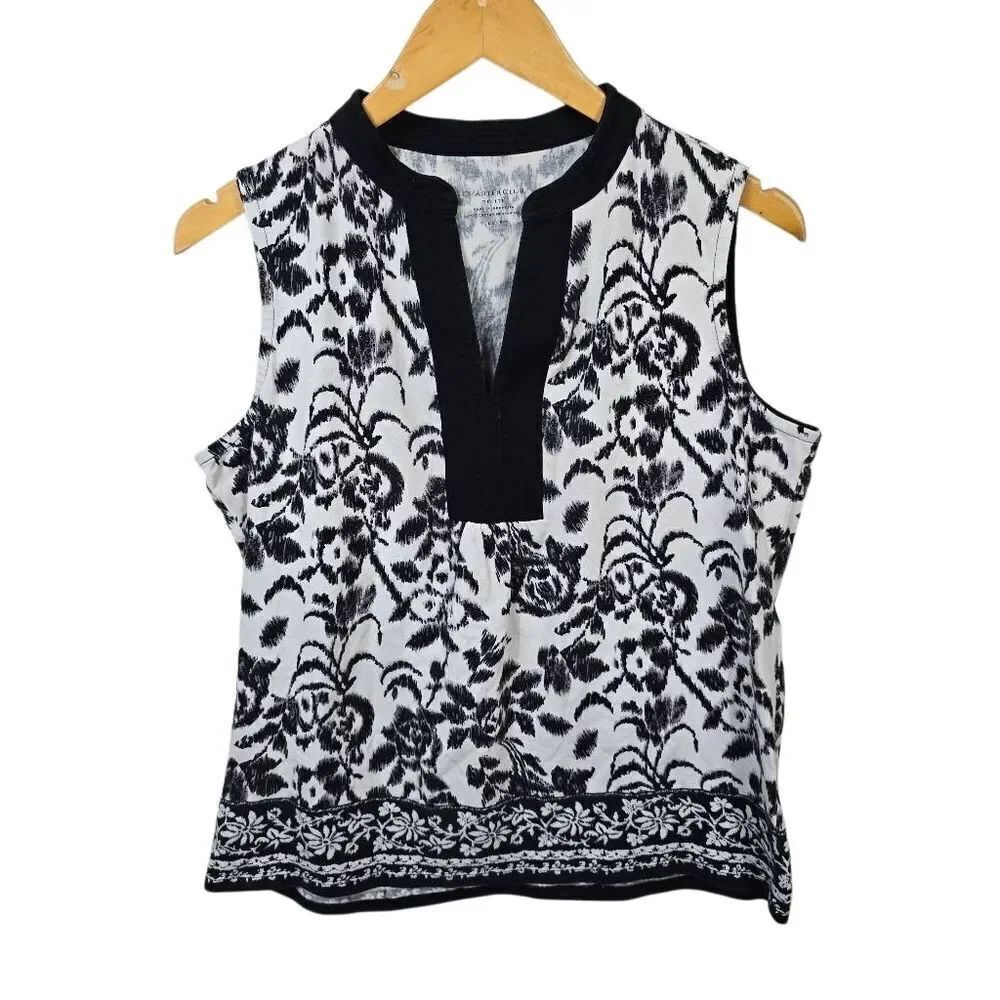 Charter Club Monochrome Floral Sleeveless Top